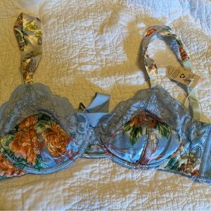 Floral Satin/Lace Bra- Received as gift but never worn as it is too small for me